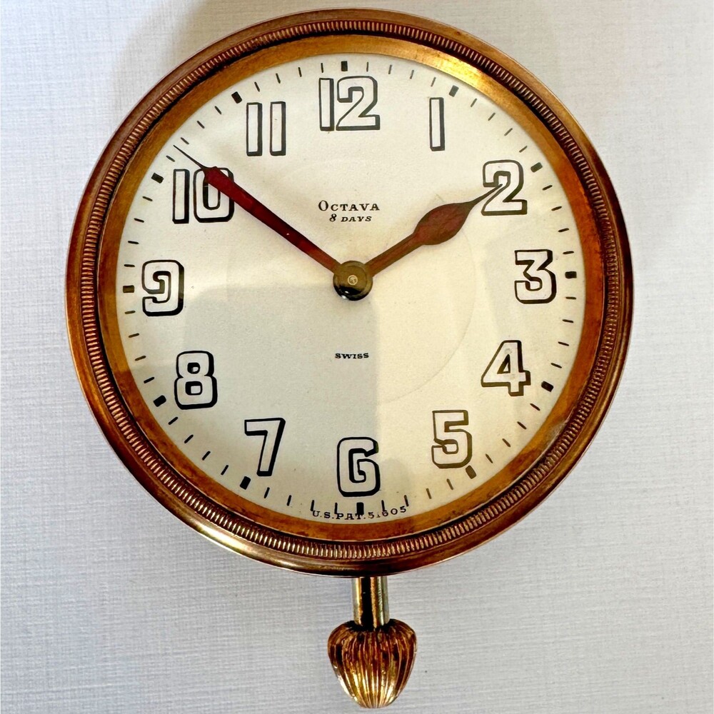 1909 Octava 8 Day Brass & Silver Swiss Train Watch, 15 Jewels, Keeps Time!